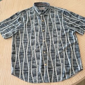 Tommy Bahama Gray and Black Striped Shirt
